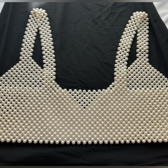 Elegant Pearl Beaded Crop Top - Picture 2 of 2